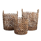 Round Decorative Basket (3 sizes) Large Laundry Hamper Brown Woven