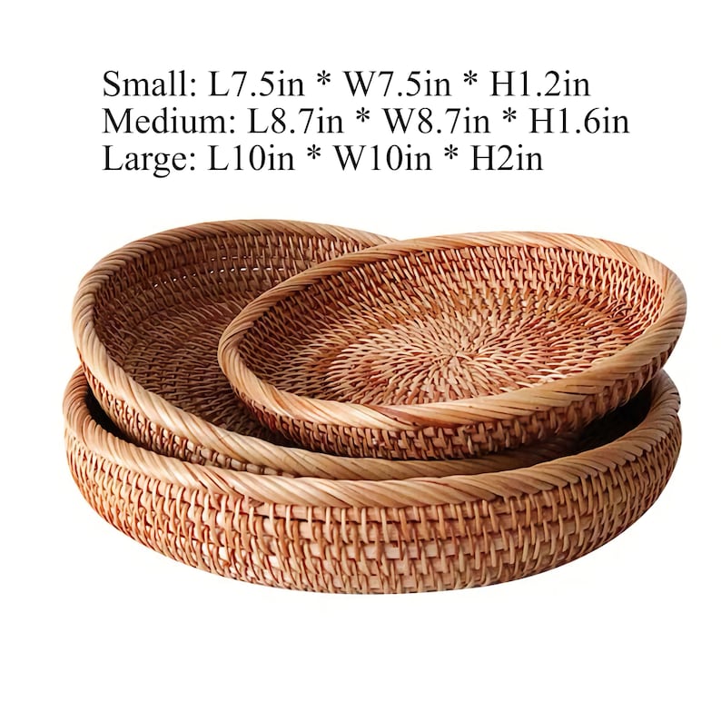 Juego de cestas tejidas naturales, cestas de almacenamiento de mimbre peque�as de regalo, pan decorativo