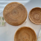 Juego de cestas tejidas naturales, cestas de almacenamiento de mimbre peque�as de regalo, pan decorativo