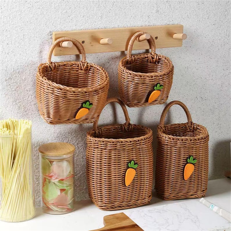 Cesta de almacenamiento ecol�gica con patr�n de zanahoria