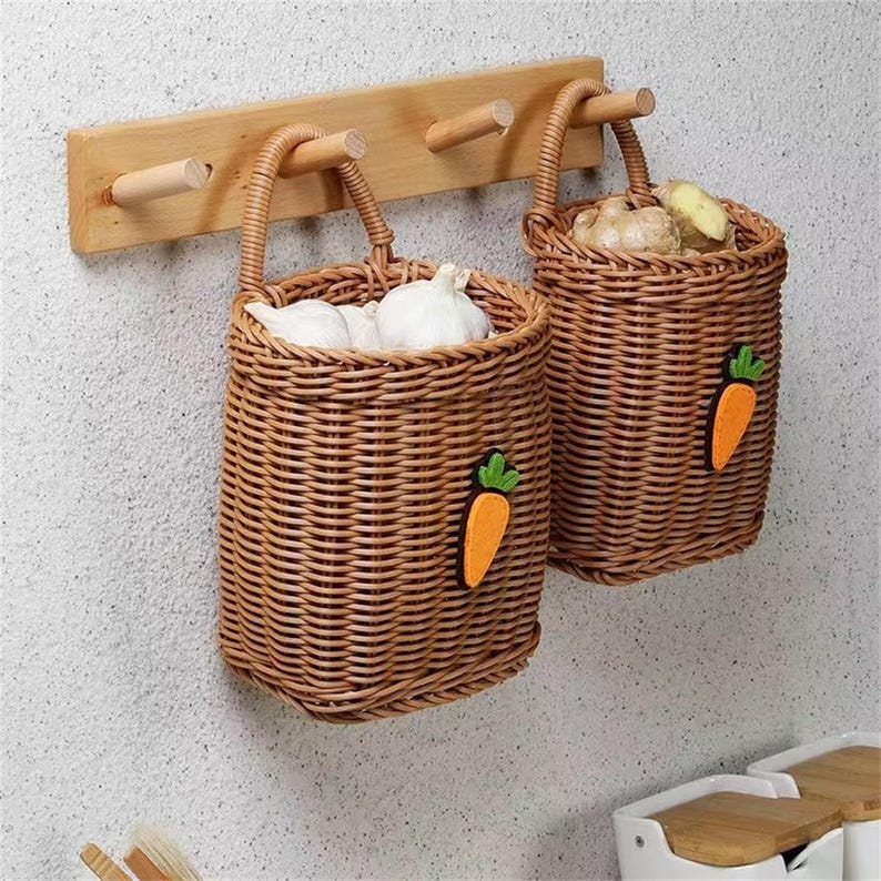 Cesta de almacenamiento ecol�gica con patr�n de zanahoria