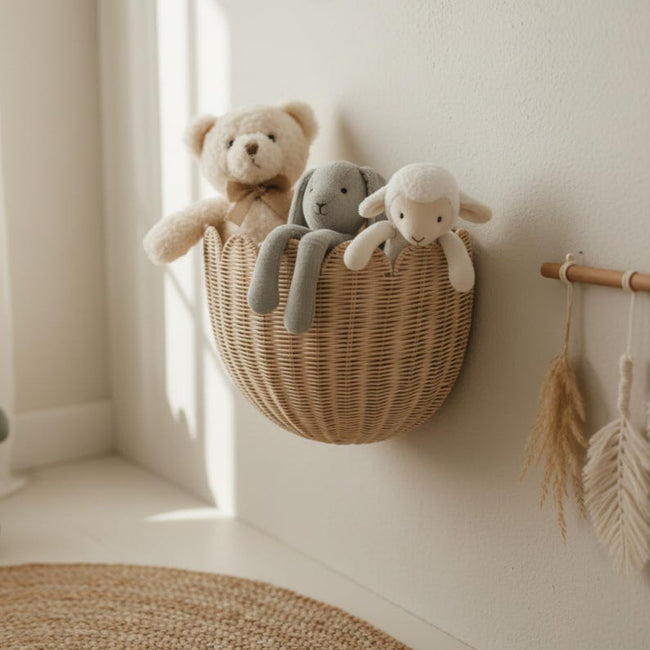 Cesta de pared de rat�n tejida a mano Hover Image