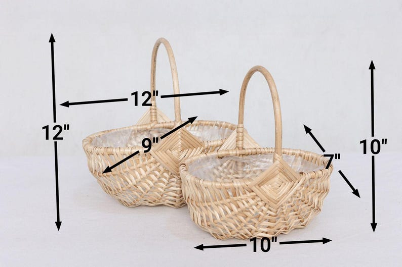 Woven Willow Basket Set with Handle & Liner: Farmhouse Decor