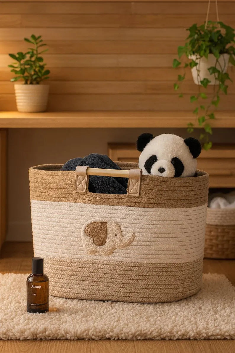 Personalized Cotton Rope Toy Storage Basket