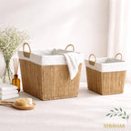 Woven Storage Basket with Fabric Lining - Rope Laundry Basket