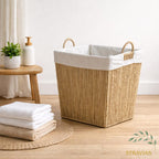 Woven Storage Basket with Fabric Lining - Rope Laundry Basket