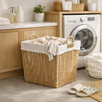Woven Storage Basket with Fabric Lining - Rope Laundry Basket