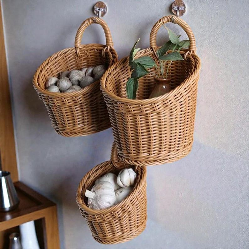 Hanging Portable Wall Hanging Basket Woven Storage Basket Portable Flower