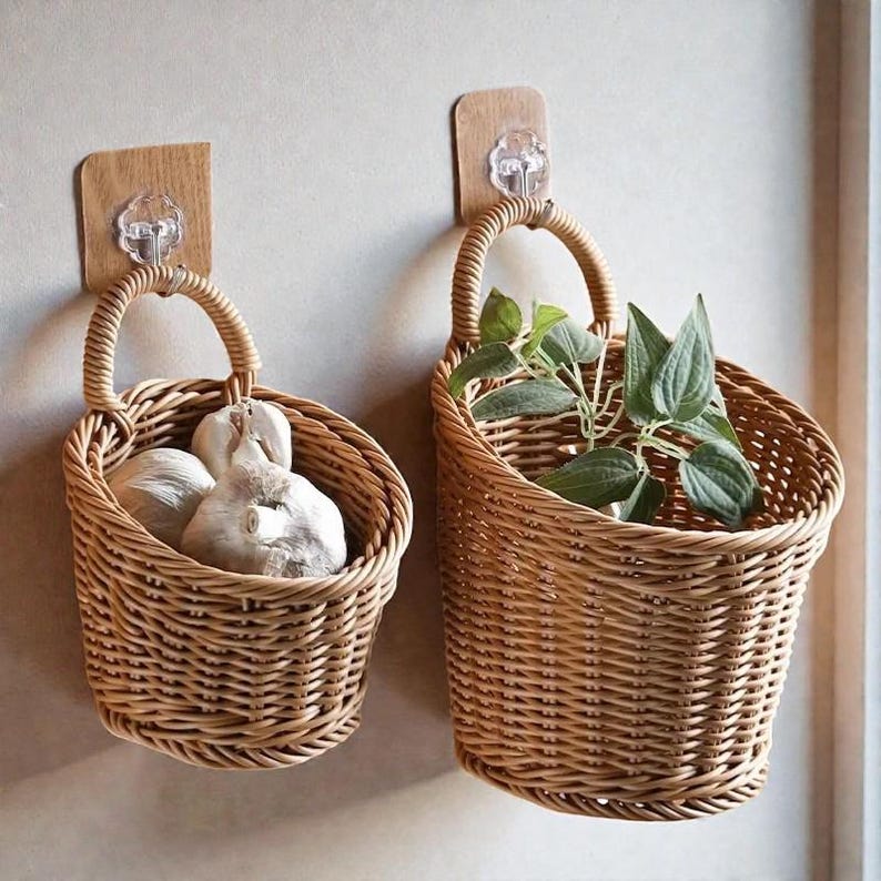 Hanging Portable Wall Hanging Basket Woven Storage Basket Portable Flower