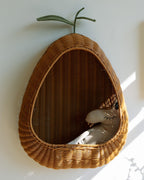 Pear Wicker Wall Basket | Handwoven Rattan Nursery Organizer | Boho Kids
