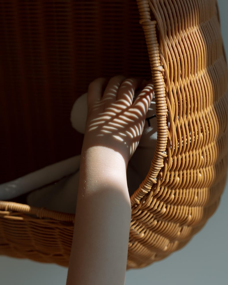 Pear Wicker Wall Basket | Handwoven Rattan Nursery Organizer | Boho Kids