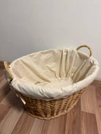 Large rattan laundry basket with lining