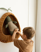 Pear Wicker Wall Basket | Handwoven Rattan Nursery Organizer | Boho Kids