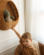 Pear Wicker Wall Basket | Handwoven Rattan Nursery Organizer | Boho Kids