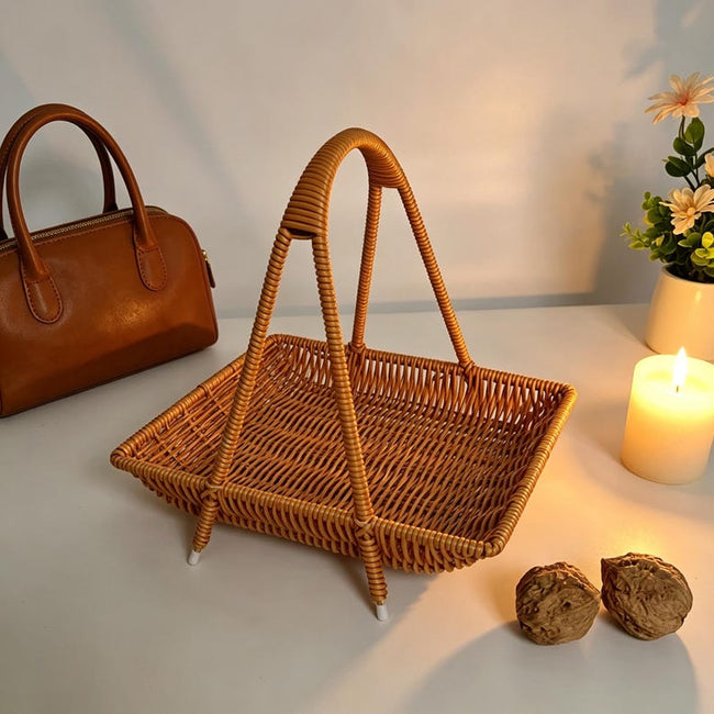 Cesta de Bamb� Tejida a Mano con Asa Main Image