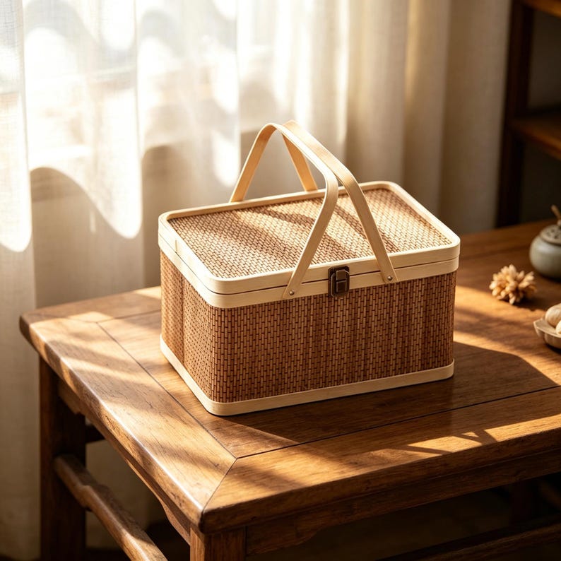 Handmade Woven Storage Basket | Bamboo Weaving with Healing Energy Gentle