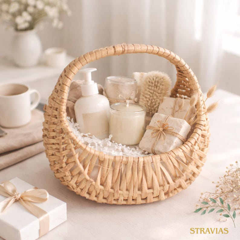 Handwoven Willow Basket with Handle - Small Wicker Storage Basket