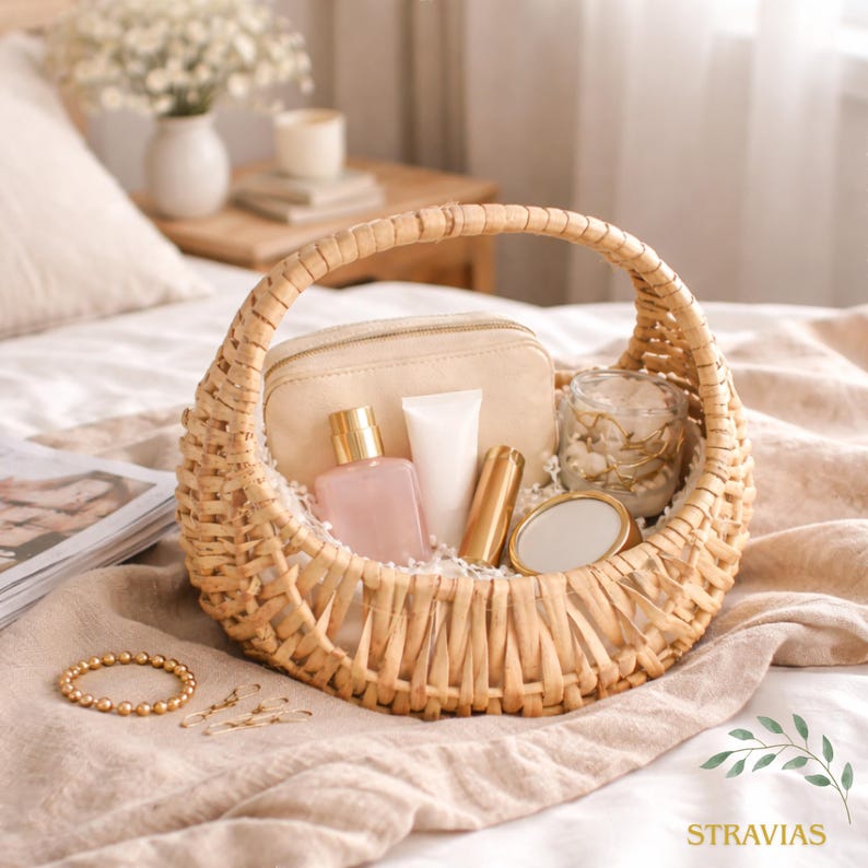 Handwoven Willow Basket with Handle - Small Wicker Storage Basket