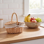 Handmade Wicker Picnic Basket | Rustic Style Hamper with Lid & Handle | Woven