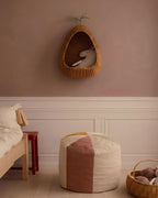 Pear Wicker Wall Basket | Handwoven Rattan Nursery Organizer | Boho Kids