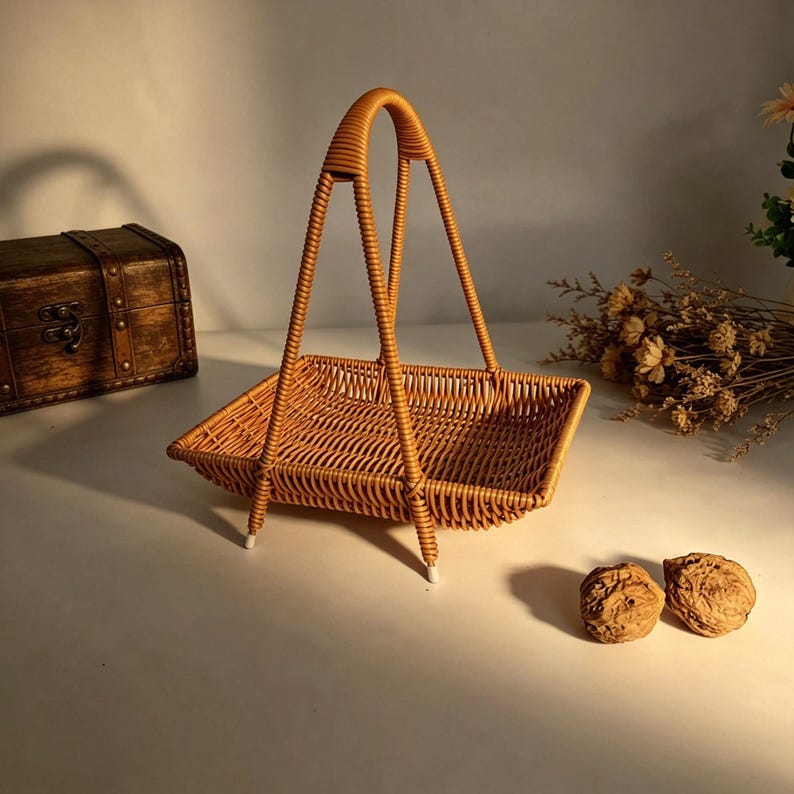 Cesta de Bamb� Tejida a Mano con Asa