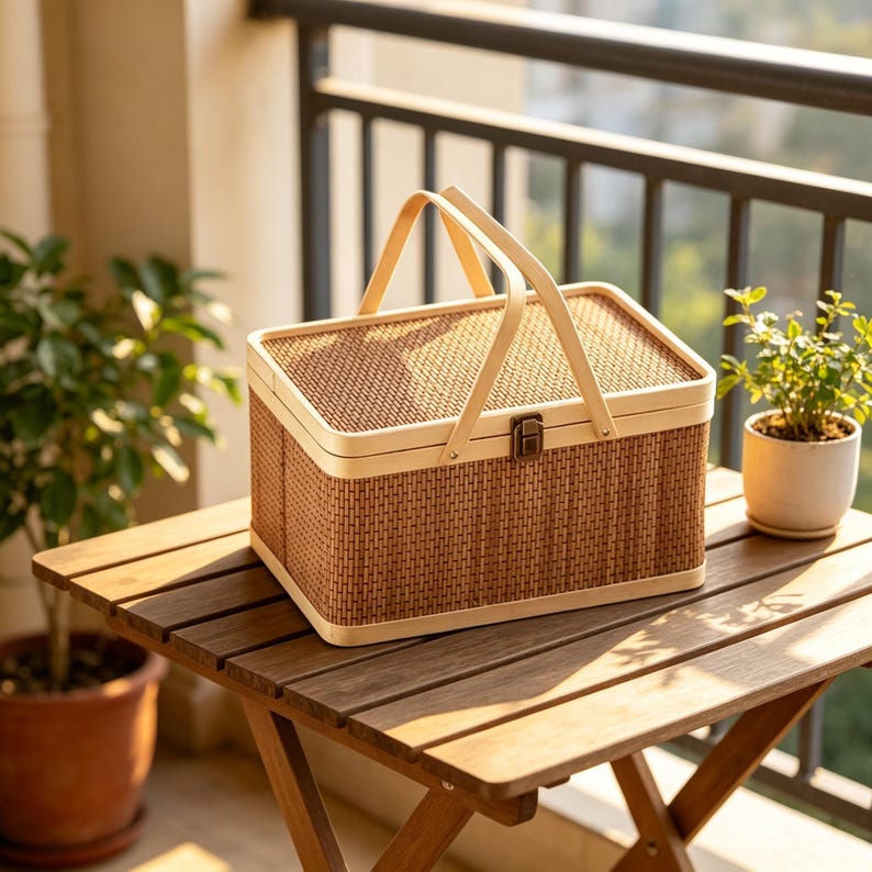 Handmade Woven Storage Basket | Bamboo Weaving with Healing Energy Gentle