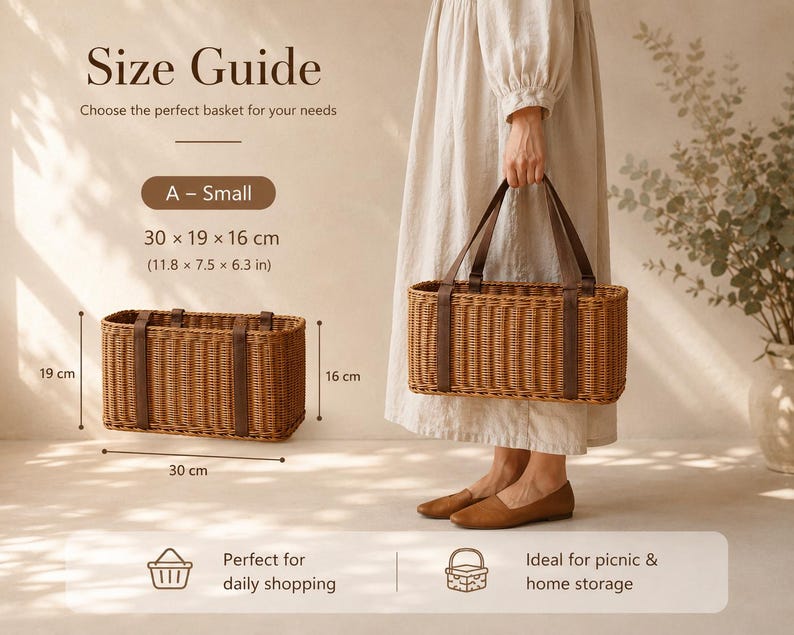Woven Picnic Basket with Handle
