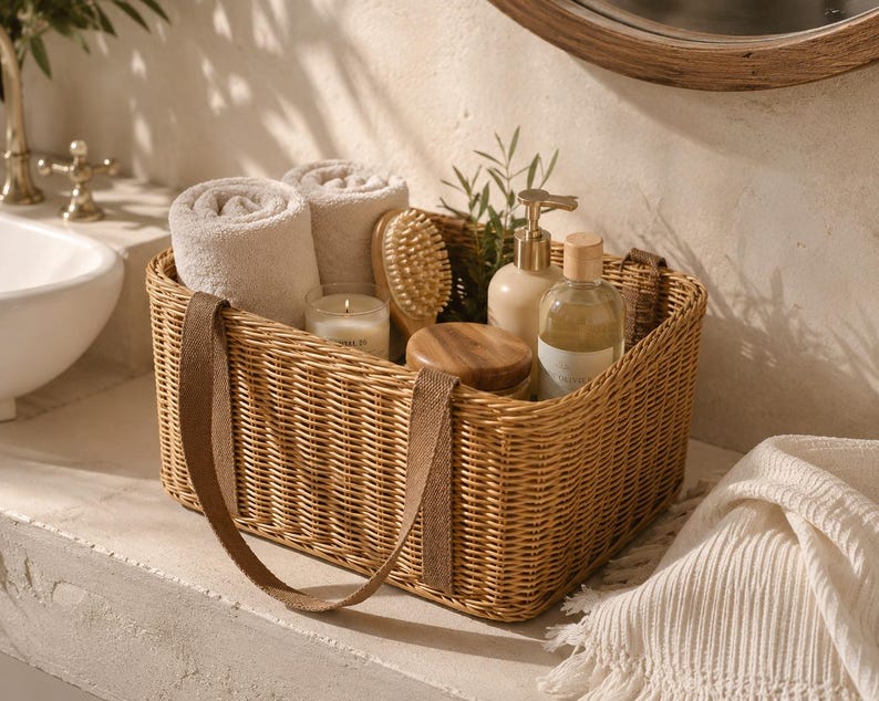 Woven Picnic Basket with Handle