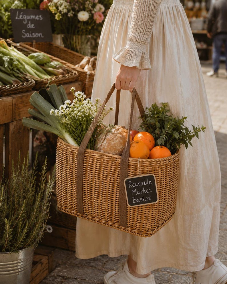 Woven Picnic Basket with Handle