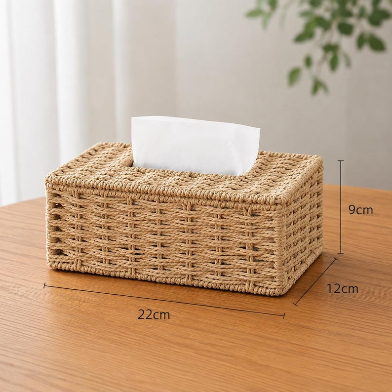 Rattan Tissue Box Cover - Natural Woven Dispenser