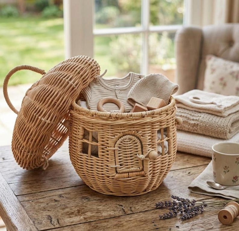 Mushroom Basket Bag - Rattan Woven Storage Basket