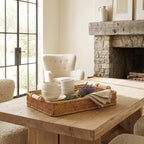 Woven Rattan Tray - Rustic Serving Basket