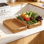 Woven Rattan Tray - Rustic Serving Basket