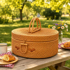 Handwoven Rattan Storage Basket with Lid