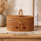 Handwoven Rattan Storage Basket with Lid