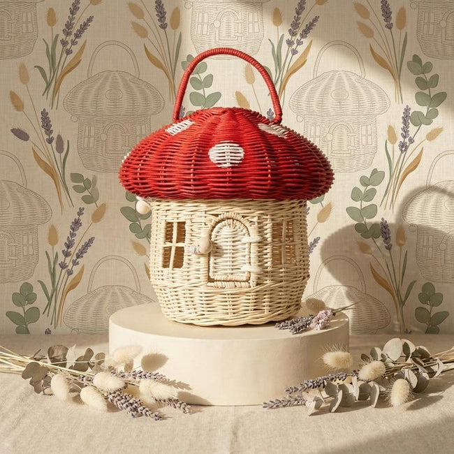 Bolsa de cesta de champi�ones - Cesta de almacenamiento tejida de rat�n Hover Image