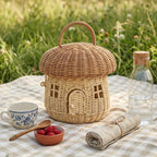 Mushroom Basket Bag - Rattan Woven Storage Basket