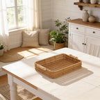 Woven Rattan Tray - Rustic Serving Basket