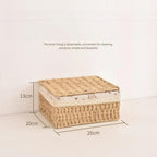 Handwoven Fabric Lined Storage Basket Set Home Shelf Organizer Bin Decor