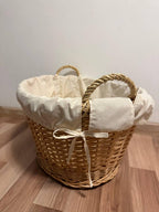 Large rattan laundry basket with lining