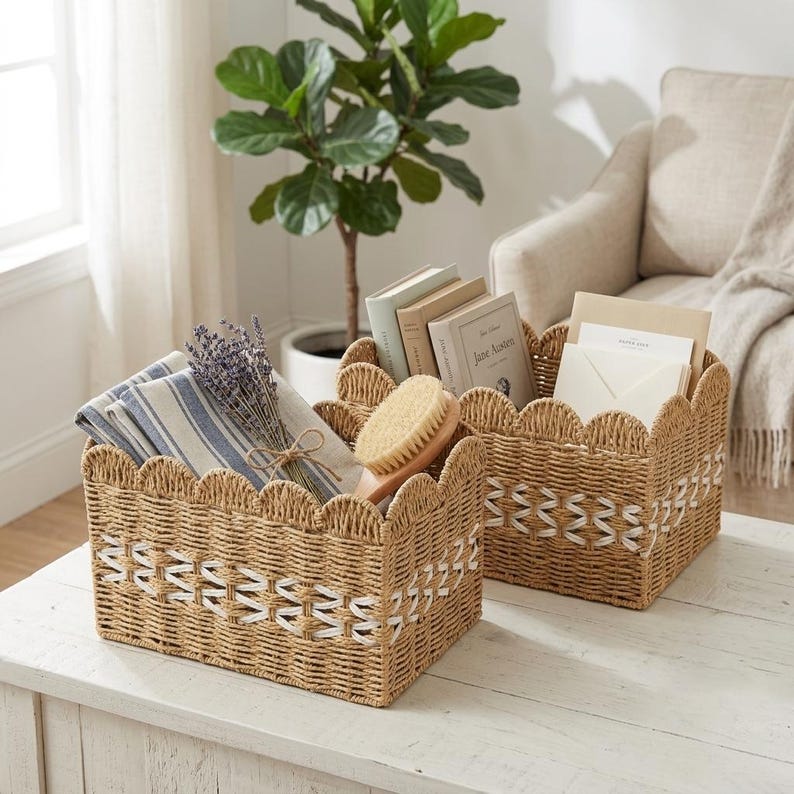 Handwoven Paper Rope Storage Basket