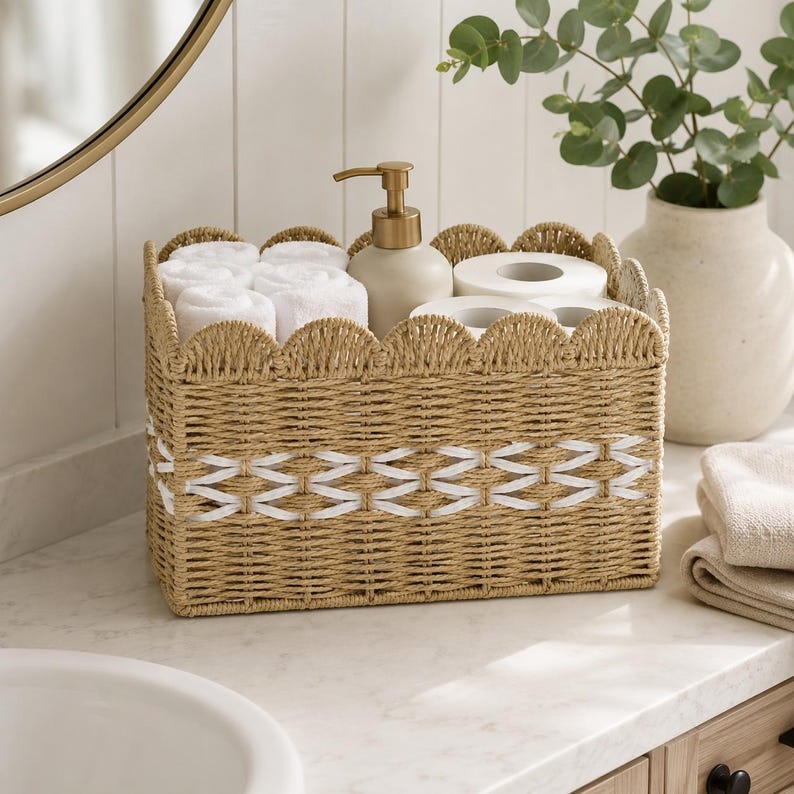 Handwoven Paper Rope Storage Basket