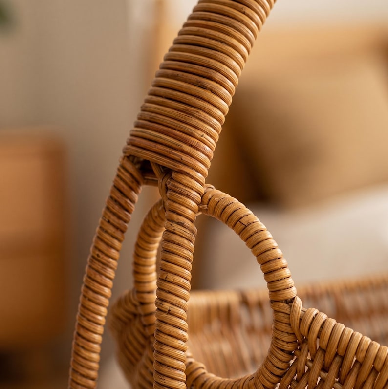 Rattan Hanging Cat Bed - Woven Basket Swing for Cozy Naps