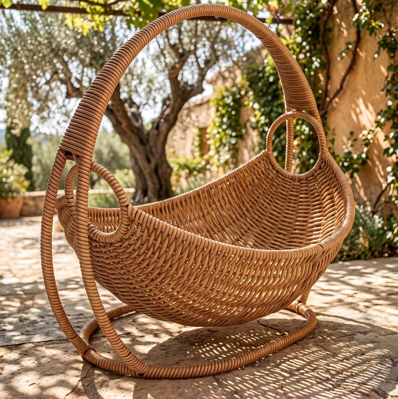 Rattan Hanging Cat Bed - Woven Basket Swing for Cozy Naps