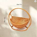 Rattan Hanging Cat Bed - Woven Basket Swing for Cozy Naps