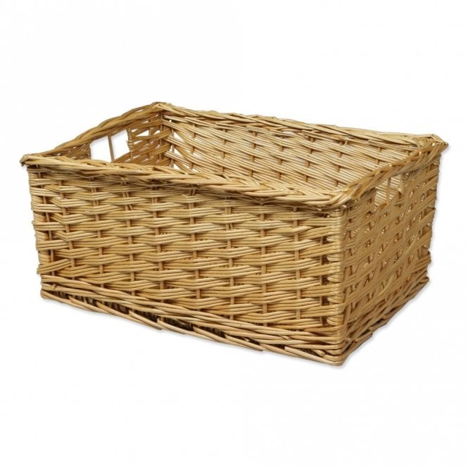 Cesta de almacenamiento de mimbre para cajones de cocina.